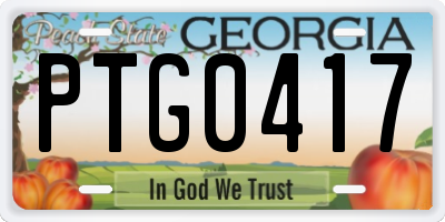 GA license plate PTG0417