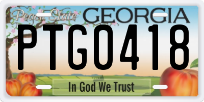 GA license plate PTG0418