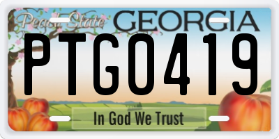 GA license plate PTG0419