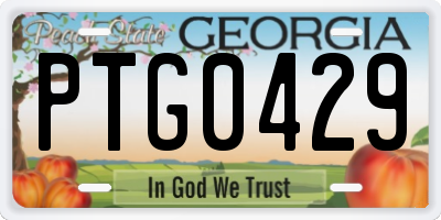 GA license plate PTG0429