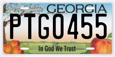 GA license plate PTG0455