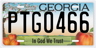 GA license plate PTG0466