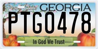 GA license plate PTG0478