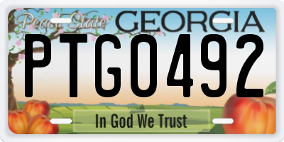 GA license plate PTG0492