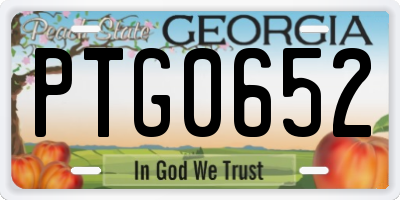 GA license plate PTG0652