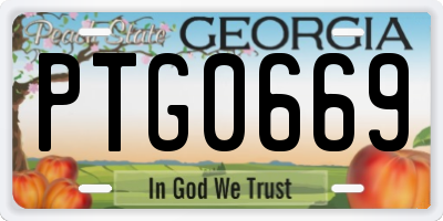GA license plate PTG0669