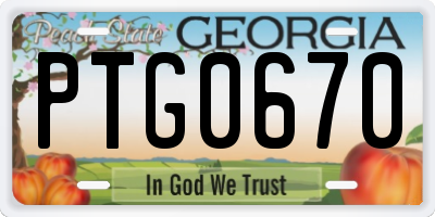 GA license plate PTG0670