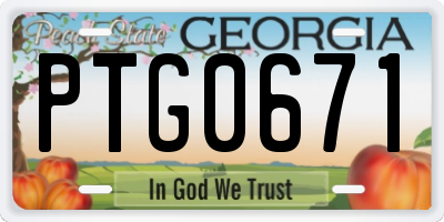 GA license plate PTG0671