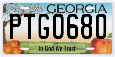 GA license plate PTG0680