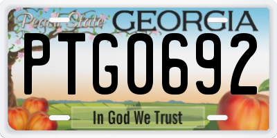 GA license plate PTG0692
