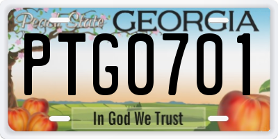 GA license plate PTG0701