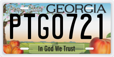GA license plate PTG0721