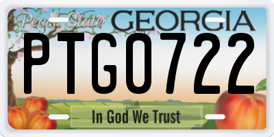 GA license plate PTG0722
