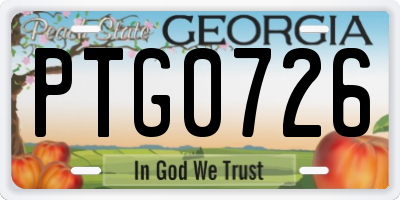 GA license plate PTG0726