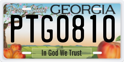 GA license plate PTG0810