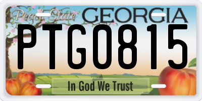 GA license plate PTG0815