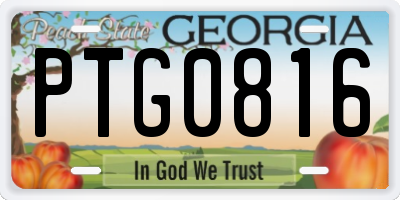 GA license plate PTG0816