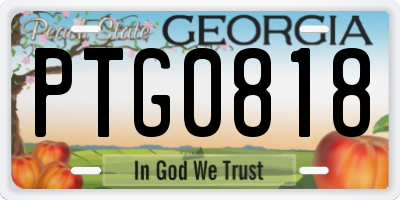 GA license plate PTG0818