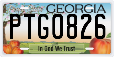 GA license plate PTG0826