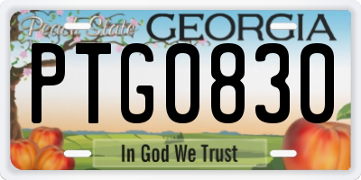 GA license plate PTG0830