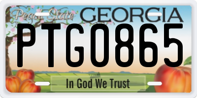 GA license plate PTG0865