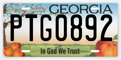 GA license plate PTG0892