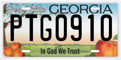 GA license plate PTG0910