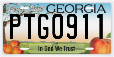 GA license plate PTG0911
