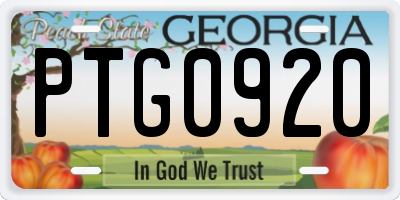 GA license plate PTG0920