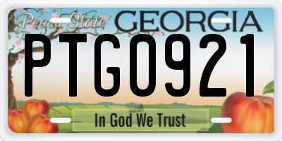GA license plate PTG0921
