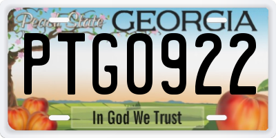 GA license plate PTG0922