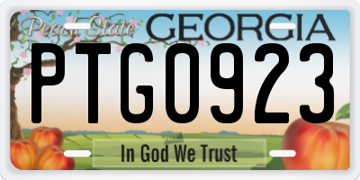 GA license plate PTG0923