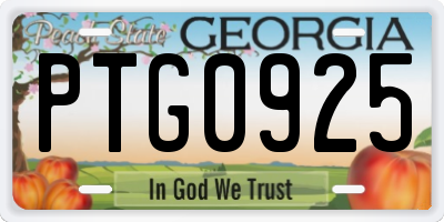 GA license plate PTG0925