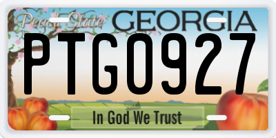 GA license plate PTG0927