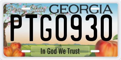 GA license plate PTG0930