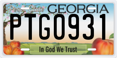 GA license plate PTG0931
