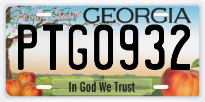 GA license plate PTG0932
