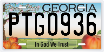GA license plate PTG0936