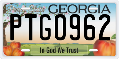 GA license plate PTG0962