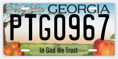 GA license plate PTG0967