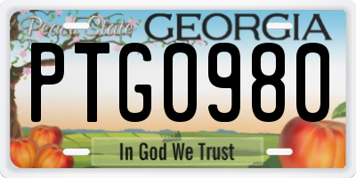 GA license plate PTG0980