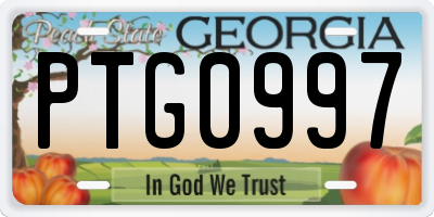 GA license plate PTG0997