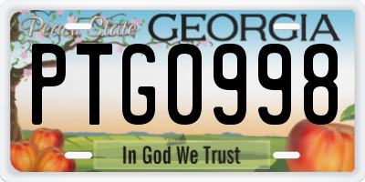GA license plate PTG0998