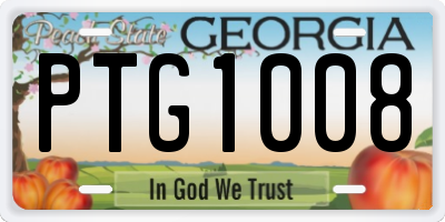 GA license plate PTG1008