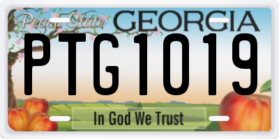 GA license plate PTG1019