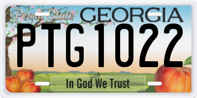 GA license plate PTG1022