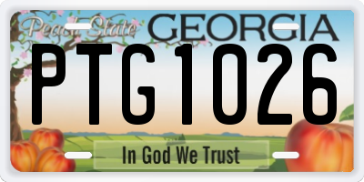 GA license plate PTG1026