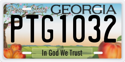 GA license plate PTG1032