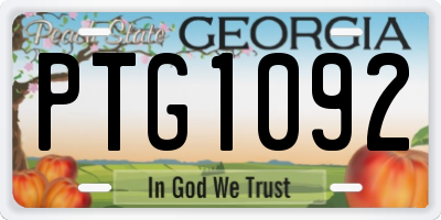GA license plate PTG1092
