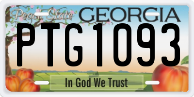 GA license plate PTG1093